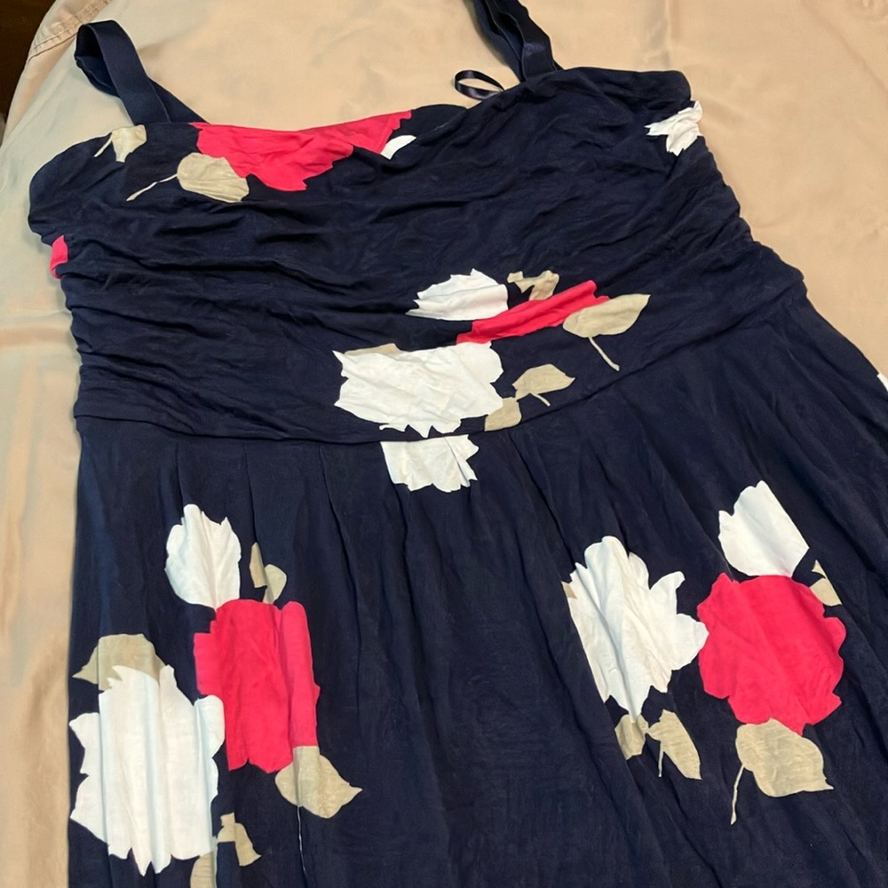 Lane Bryant Strapless Dress - Navy with Floral Accents